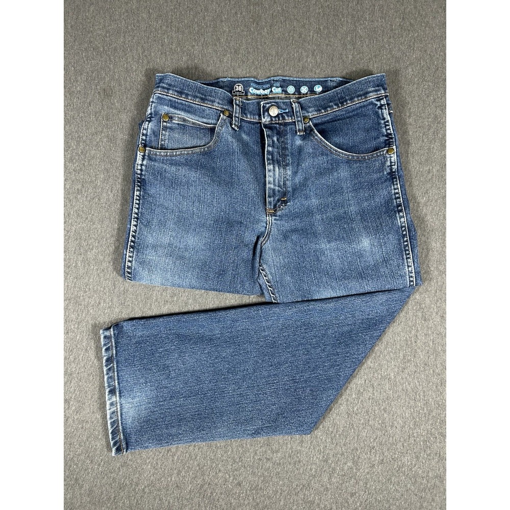 Wrangler Cowboy Cut Slim Fit Jeans Men's 36x36 Blue Denim Premium Performance